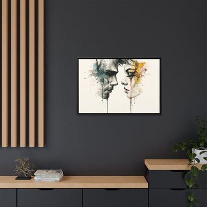 Framed Matte Canvas Art — Abstract Watercolor Faces Wall Print