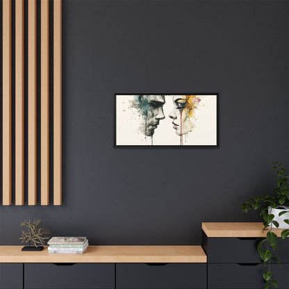Framed Matte Canvas Art — Abstract Watercolor Faces Wall Print