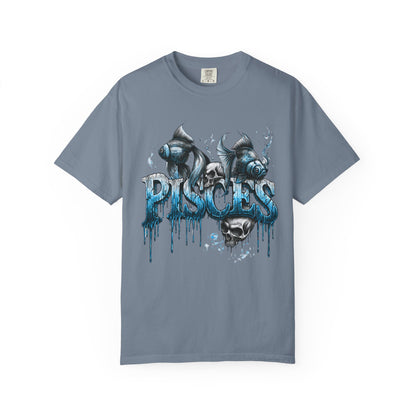 Pisces Zodiac T-Shirt — Artistic Drip Fish Graphic Tee