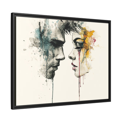 Framed Matte Canvas Art — Abstract Watercolor Faces Wall Print