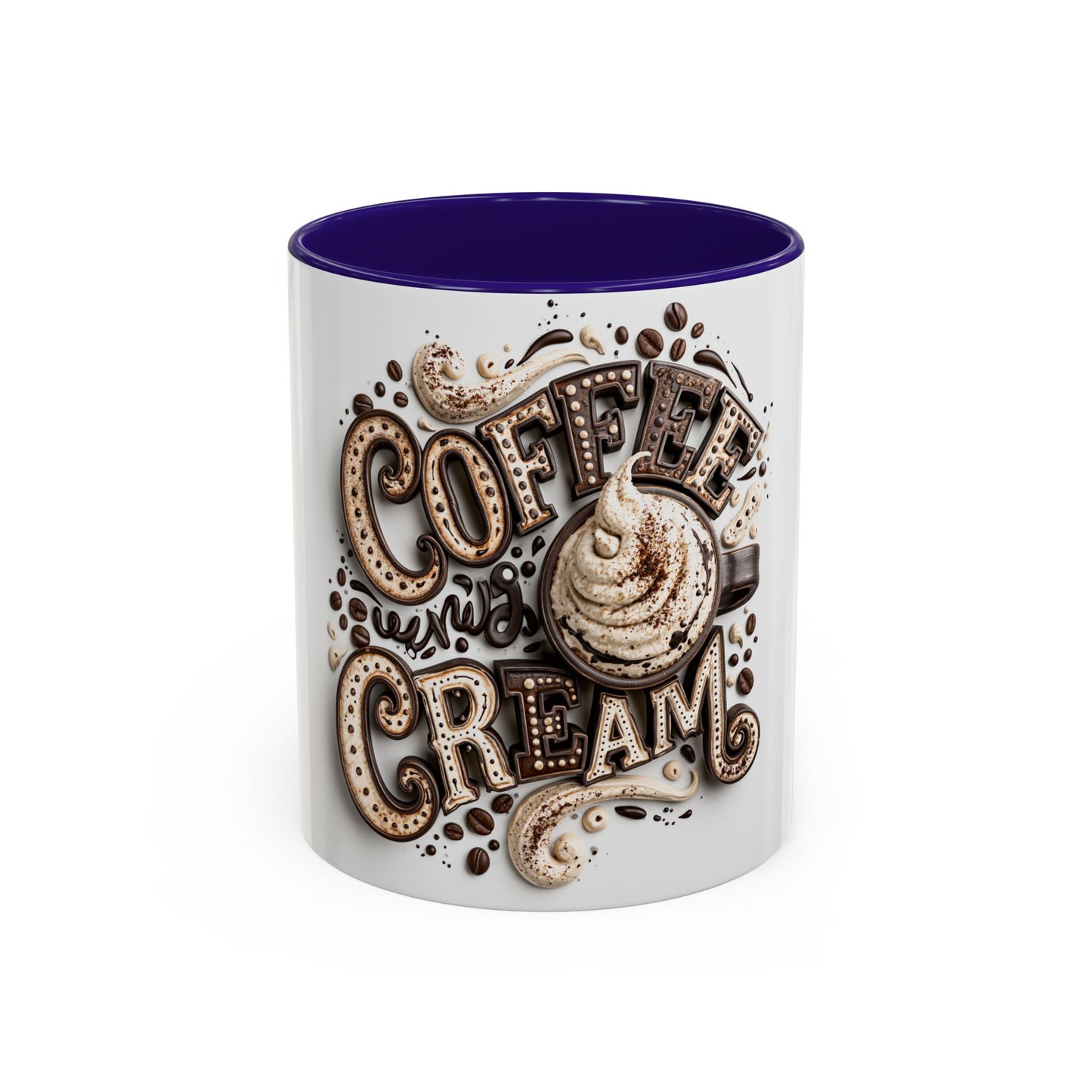 Coffee & Cream Ceramic Mug — Artistic Latte Typography (11oz, 15oz)