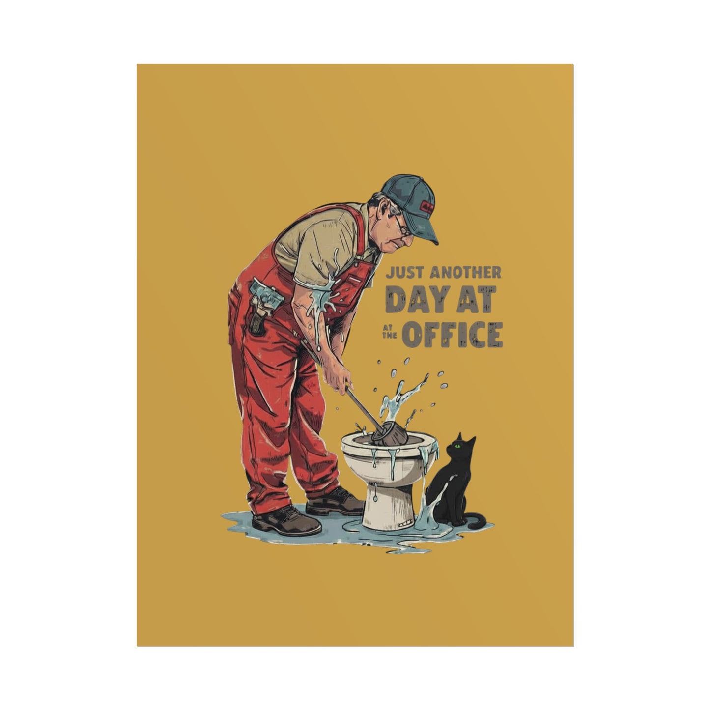 Rolled Poster — "Just Another Day at the Office" Plumber Retro Wall Art