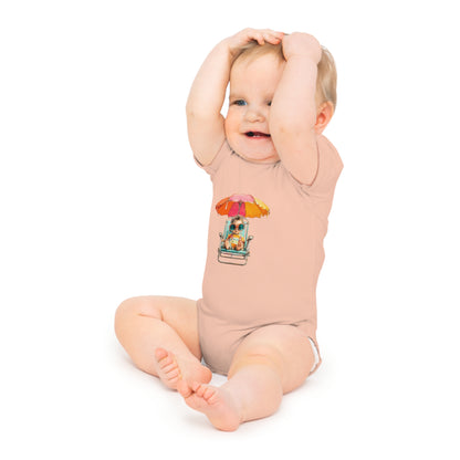 Baby Bodysuit — Cute Beach Baby in Chair with Umbrella Summer Bodysuit