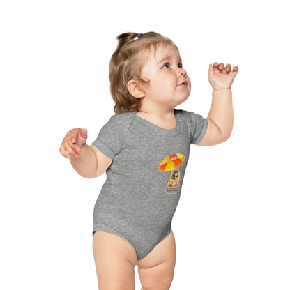 Baby Bodysuit — Cute Baby on Beach Chair with Umbrella (Combed Cotton)