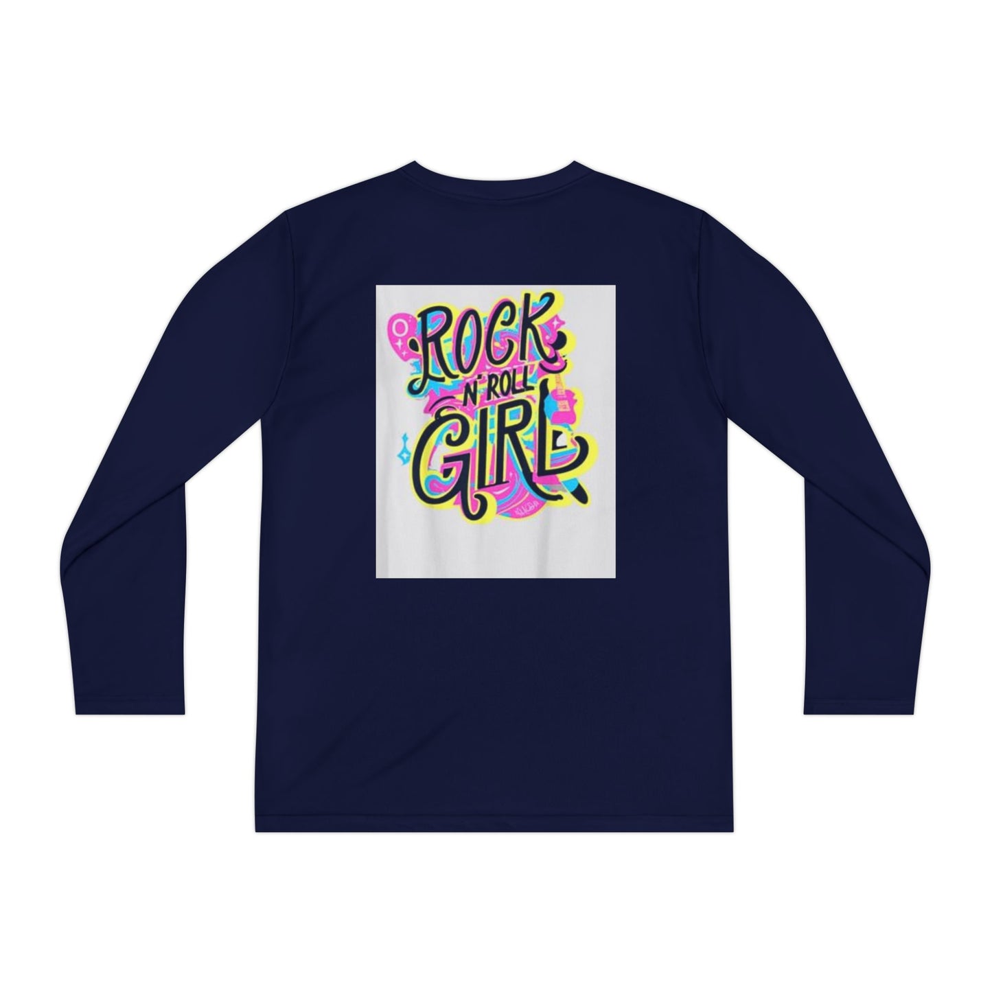 Girls Youth Long Sleeve Tee — "Rock and Roll Girl" Colorful Retro Graphic