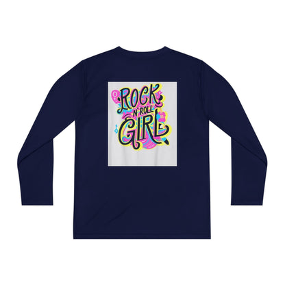 Girls Youth Long Sleeve Tee — "Rock and Roll Girl" Colorful Retro Graphic
