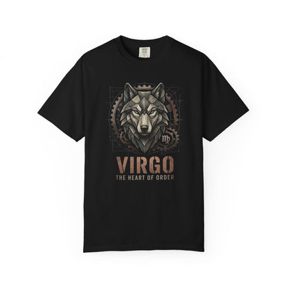 Virgo Wolf T-Shirt for Him — "The Heart of Order" Zodiac Tee