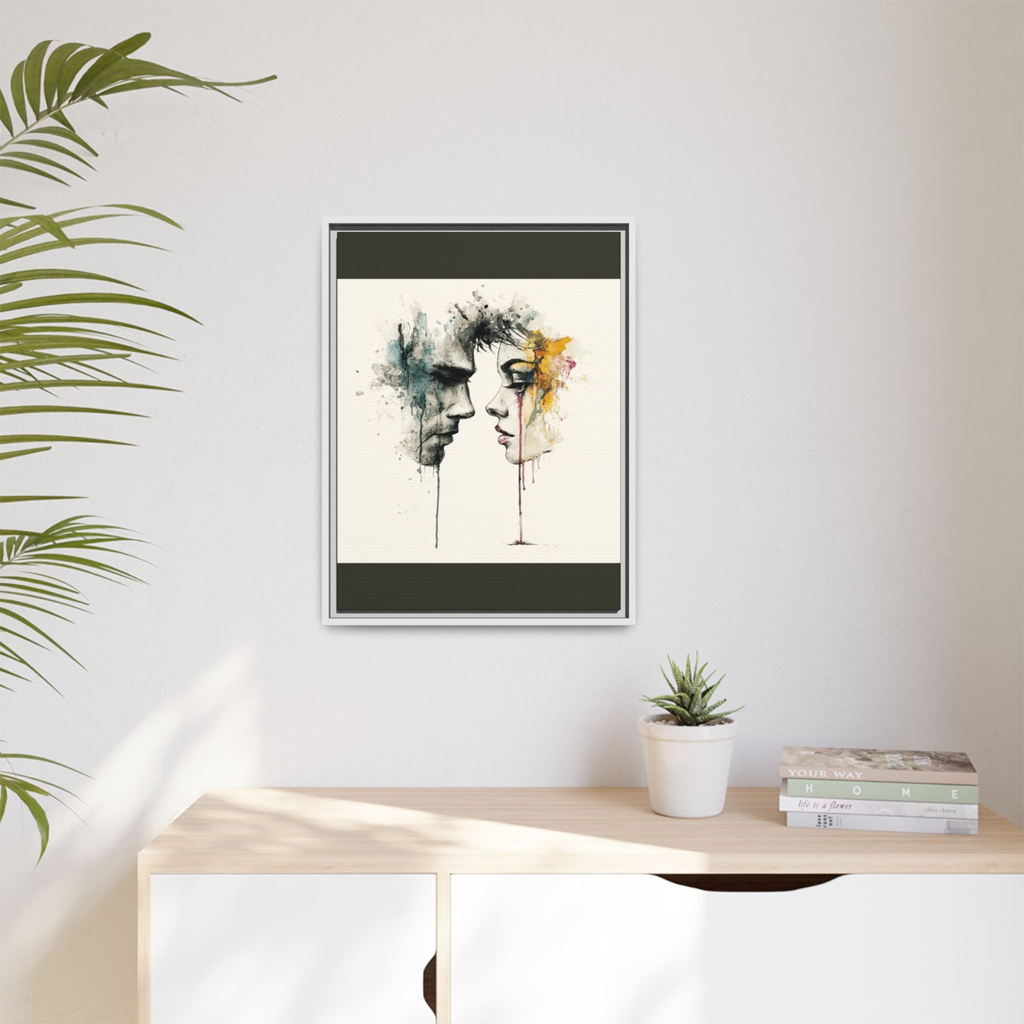 Framed Matte Canvas Art — Abstract Watercolor Faces Wall Print