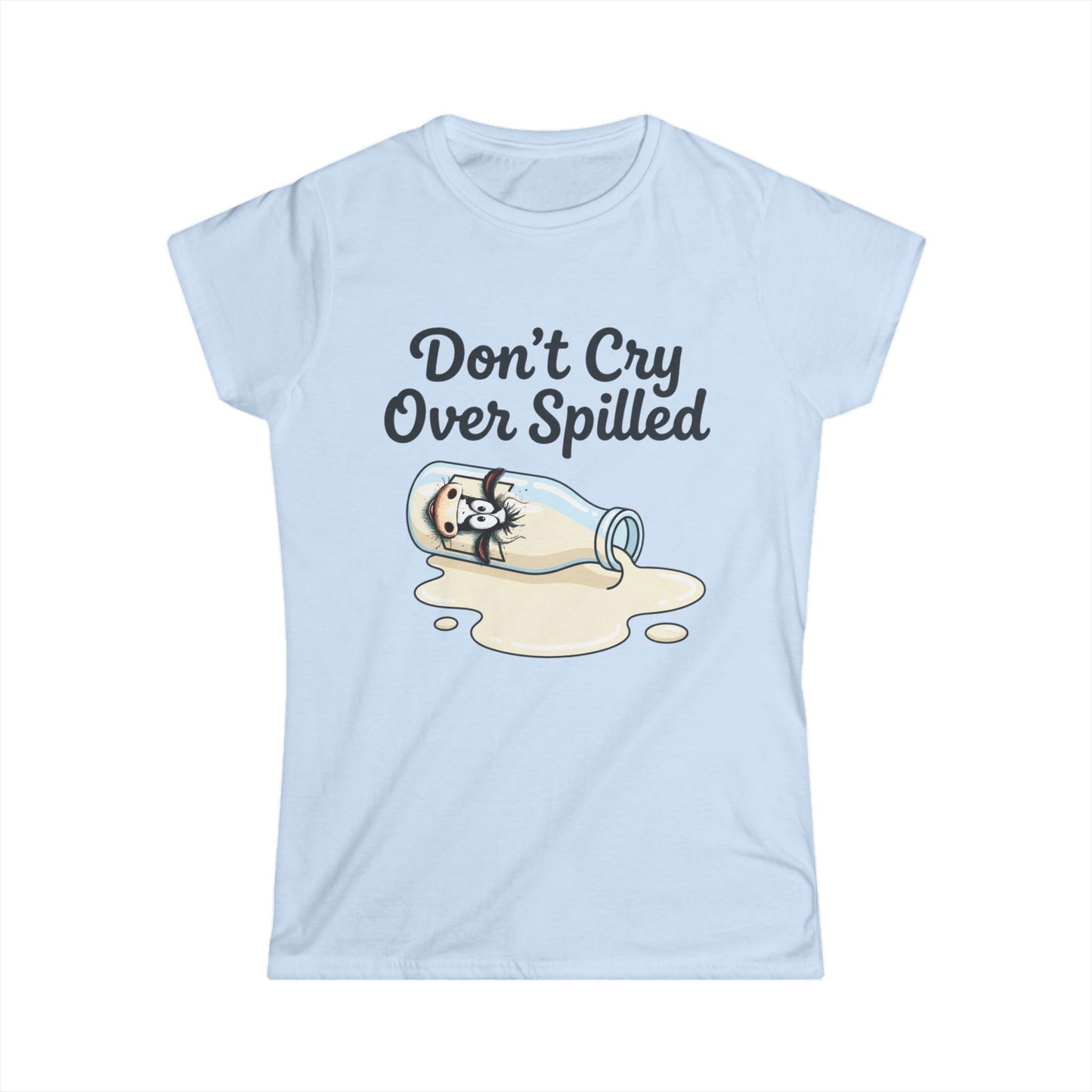 Don't Cry Over Spilled — Women's Tee (Cute Kawaii Cat in Milk Bottle)