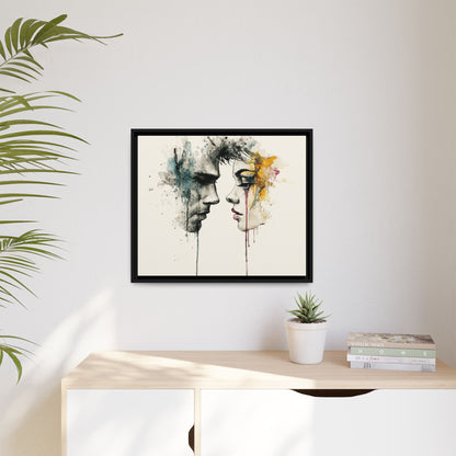 Framed Matte Canvas Art — Abstract Watercolor Faces Wall Print