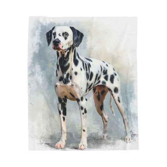 Dalmatian Velvet Plush Blanket — Soft Watercolor Dog Throw for Pet Lovers
