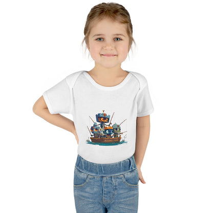 Infant Baby Rib Bodysuit-Baby Knights fishing