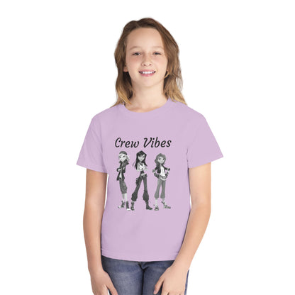 Girls Youth Tee — “The Crew” Graphic Shirt for Kids | Cool Cartoon Squad Design