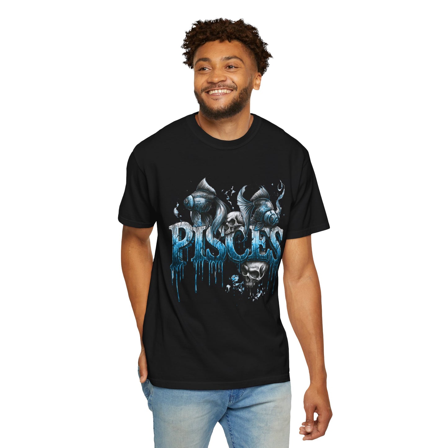Pisces Zodiac T-Shirt — Artistic Drip Fish Graphic Tee