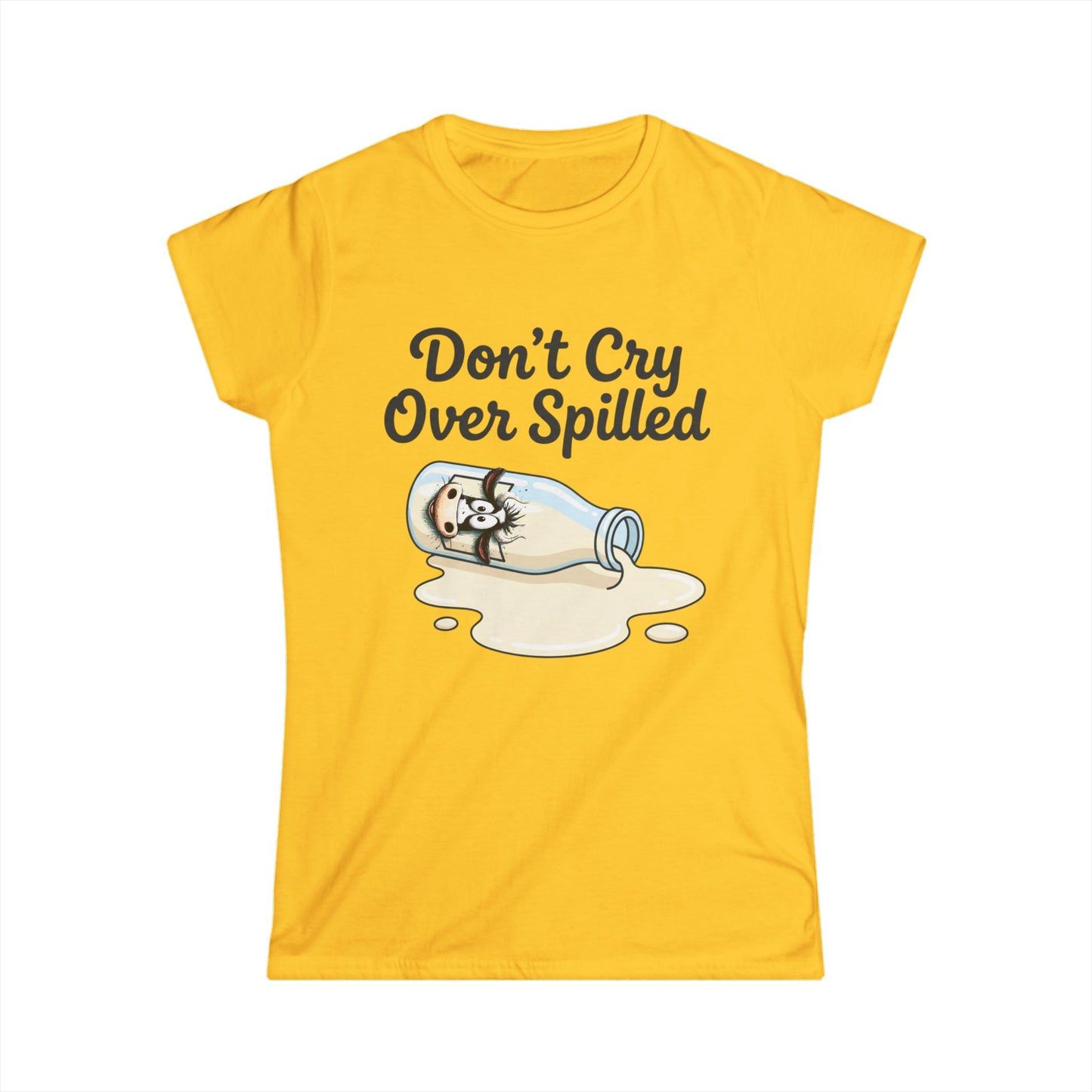 Don't Cry Over Spilled — Women's Tee (Cute Kawaii Cat in Milk Bottle)