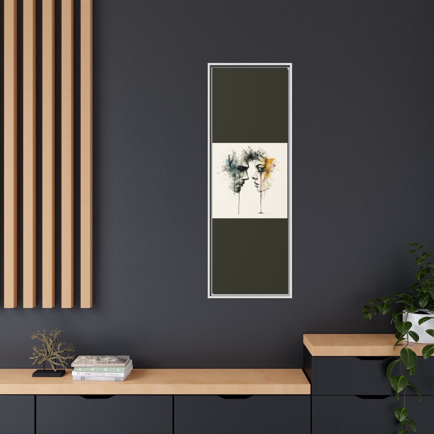 Framed Matte Canvas Art — Abstract Watercolor Faces Wall Print