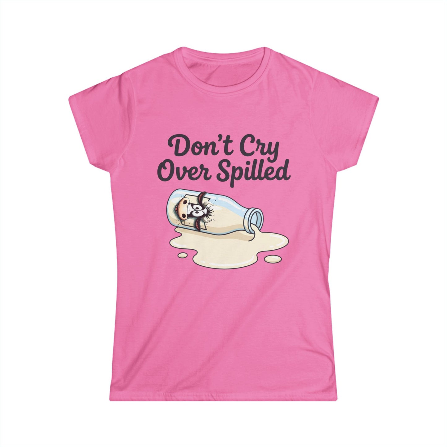 Don't Cry Over Spilled — Women's Tee (Cute Kawaii Cat in Milk Bottle)