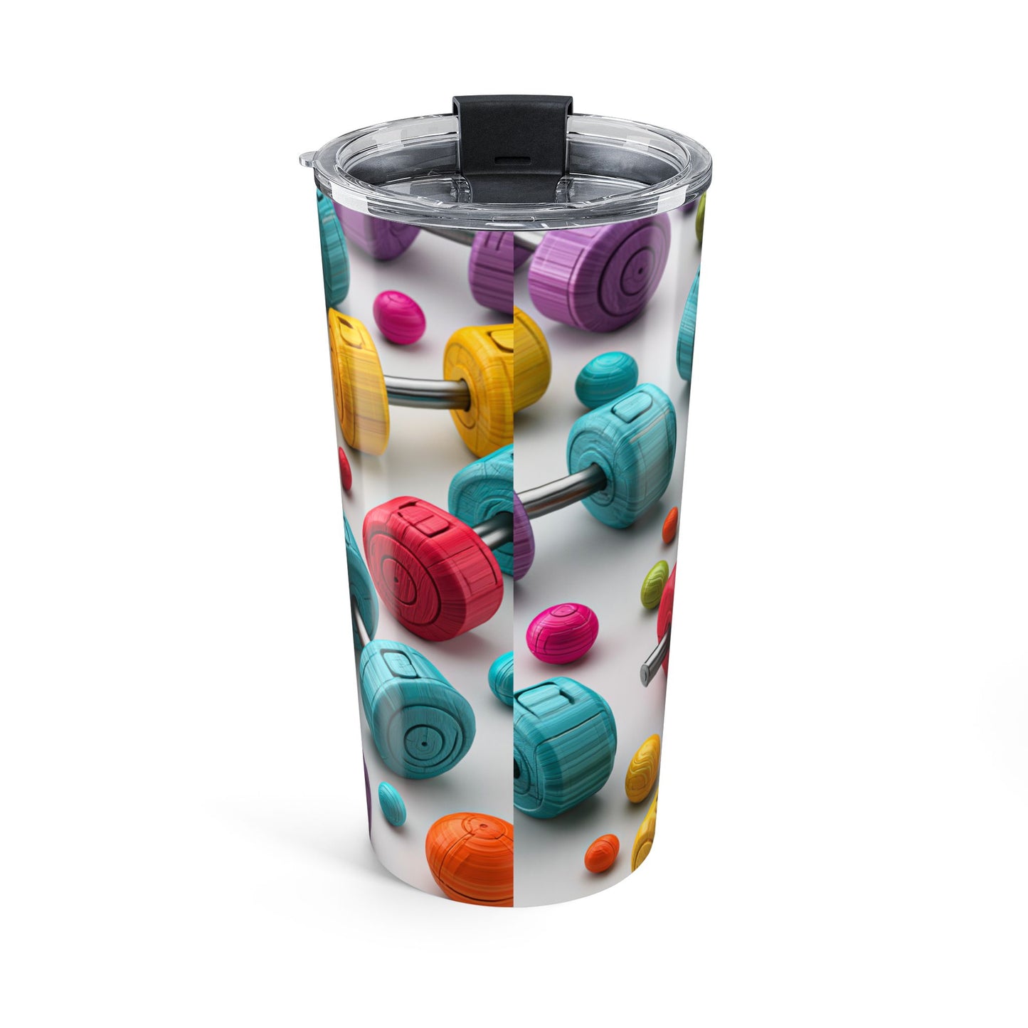 20oz Fitness Tumbler — Colorful Dumbbell Workout Water Bottle