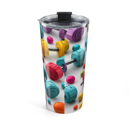 20oz Fitness Tumbler — Colorful Dumbbell Workout Water Bottle