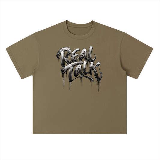 Real Talk-Heavyweight Drop Shoulder Cotton T-Shirt
