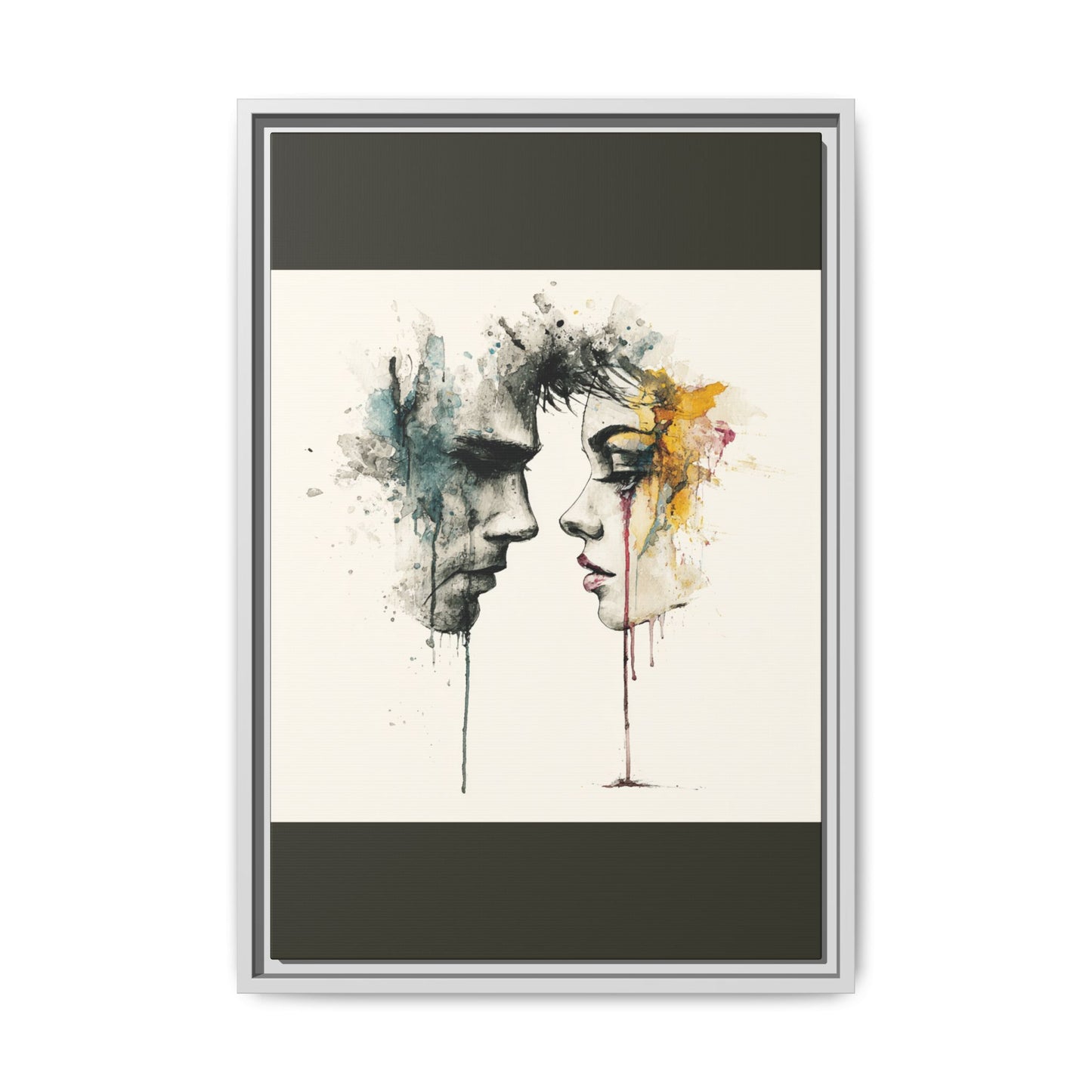 Framed Matte Canvas Art — Abstract Watercolor Faces Wall Print