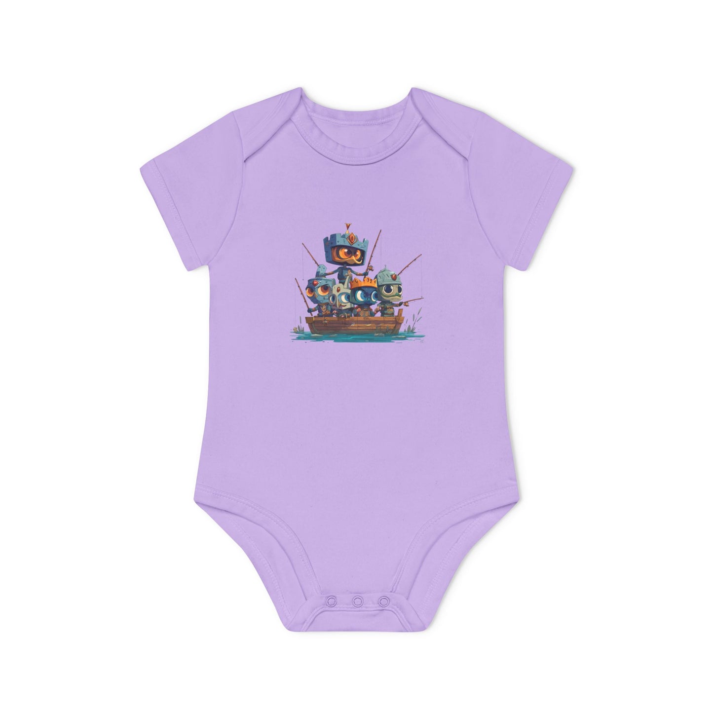 Baby Bodysuit — Cute Robot Pirate Ship Organic Infant Onesie