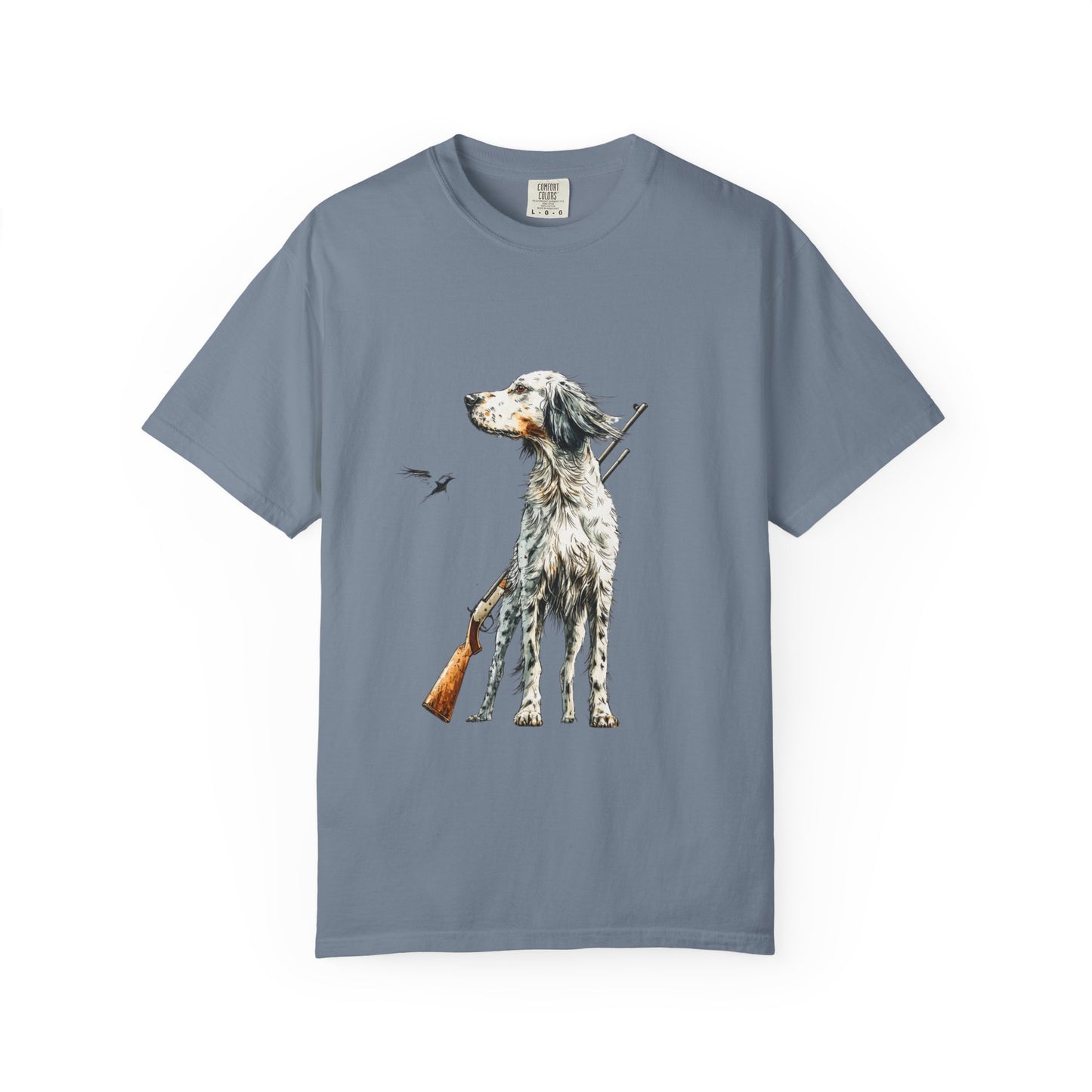 Hunting Dog Graphic T-Shirt — Watercolor Pointer with Shotgun Design