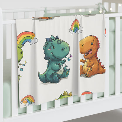 Cute Rainbow Dino Baby Swaddle Blanket — Soft Infant Swaddle with Colorful Dinosaur Print