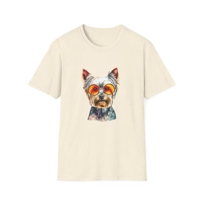 Yorkshire Terrier Sunglasses T-Shirt — Cute Pup with Orange Shades Tee