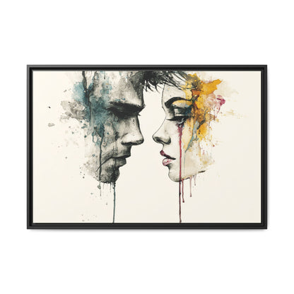 Framed Matte Canvas Art — Abstract Watercolor Faces Wall Print