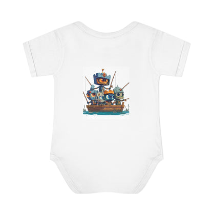 Infant Baby Rib Bodysuit-Baby Knights fishing