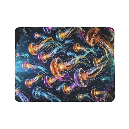 Jellyfish Sherpa Blanket — Colorful Ocean Sea Life Fleece Throw