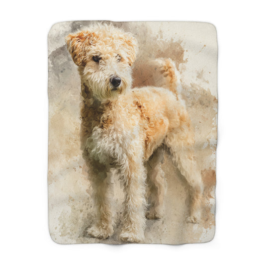 The Pumi Soft Sherpa Blanket with Watercolor Wheaten Terrier — Cozy Dog Lover Throw