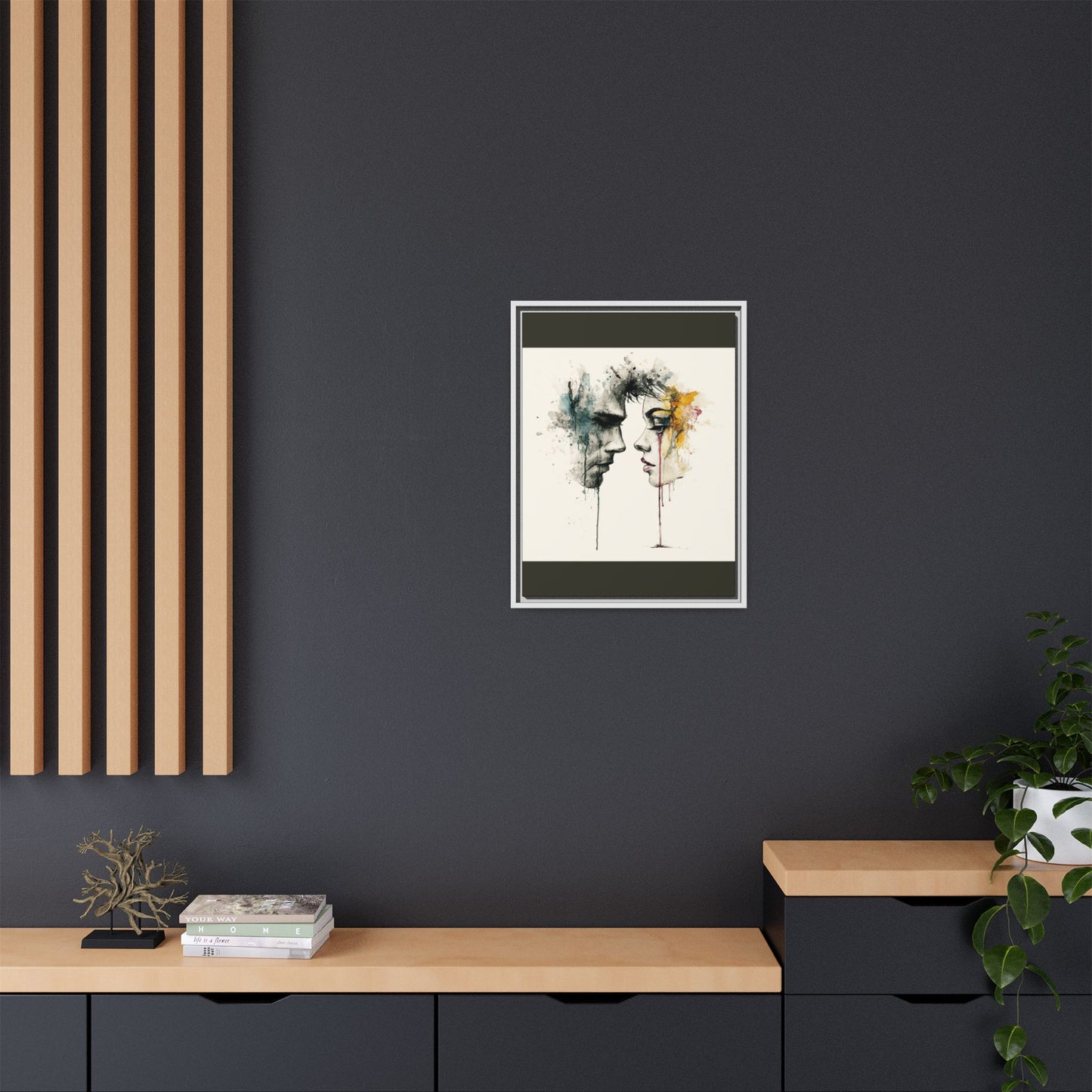 Framed Matte Canvas Art — Abstract Watercolor Faces Wall Print