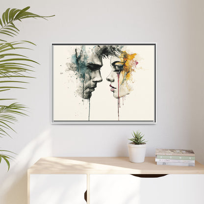 Framed Matte Canvas Art — Abstract Watercolor Faces Wall Print