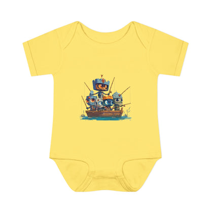 Infant Baby Rib Bodysuit-Baby Knights fishing