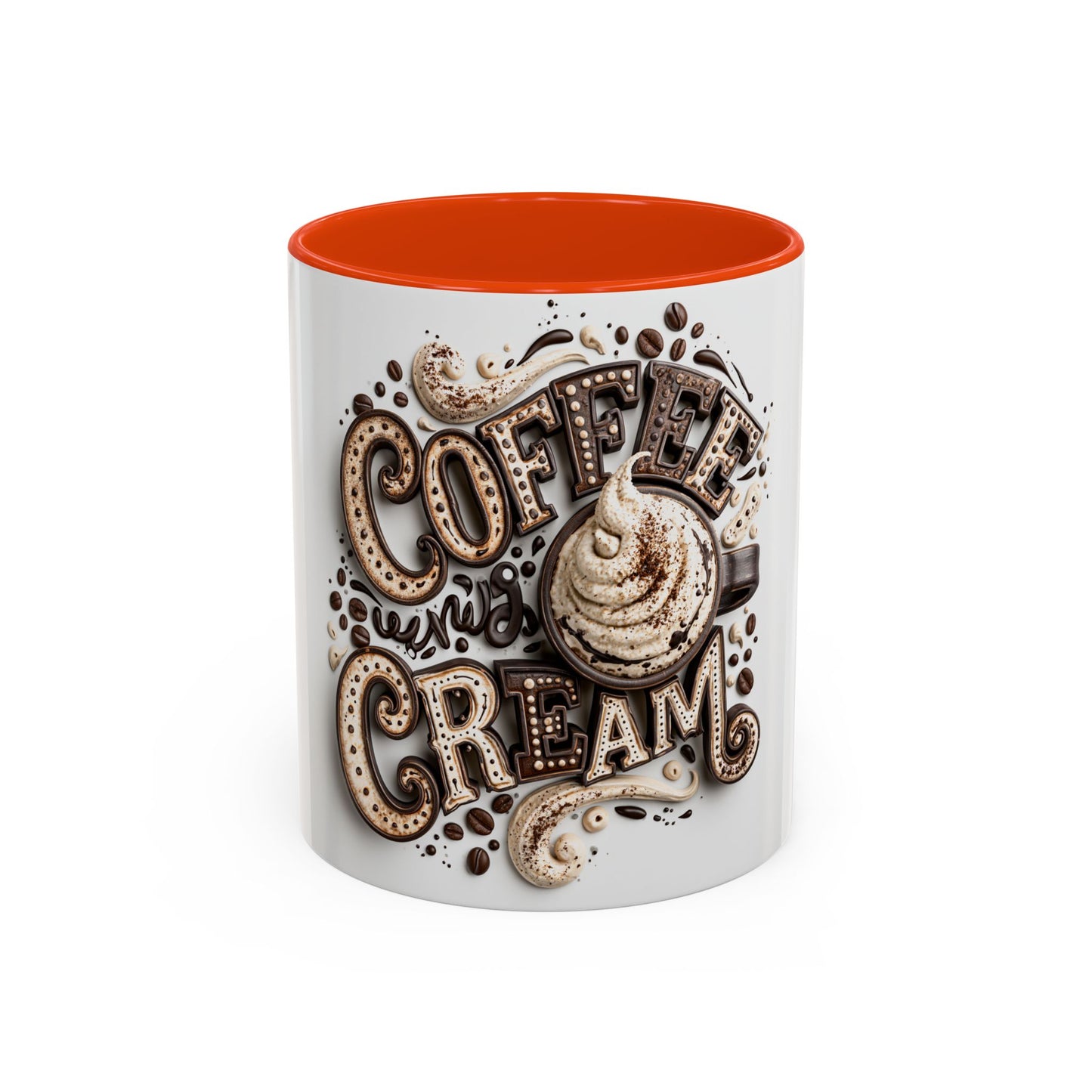 Coffee & Cream Ceramic Mug — Artistic Latte Typography (11oz, 15oz)