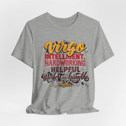Virgo T‑Shirt for Her — "Intelligent, Hardworking, Helpful, Modest & Humble" Zodiac Tee