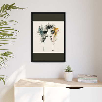 Framed Matte Canvas Art — Abstract Watercolor Faces Wall Print