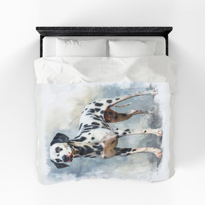 Dalmatian Velvet Plush Blanket — Soft Watercolor Dog Throw for Pet Lovers