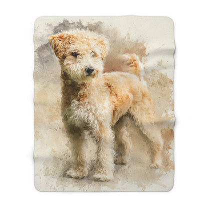 The Pumi Soft Sherpa Blanket with Watercolor Wheaten Terrier — Cozy Dog Lover Throw