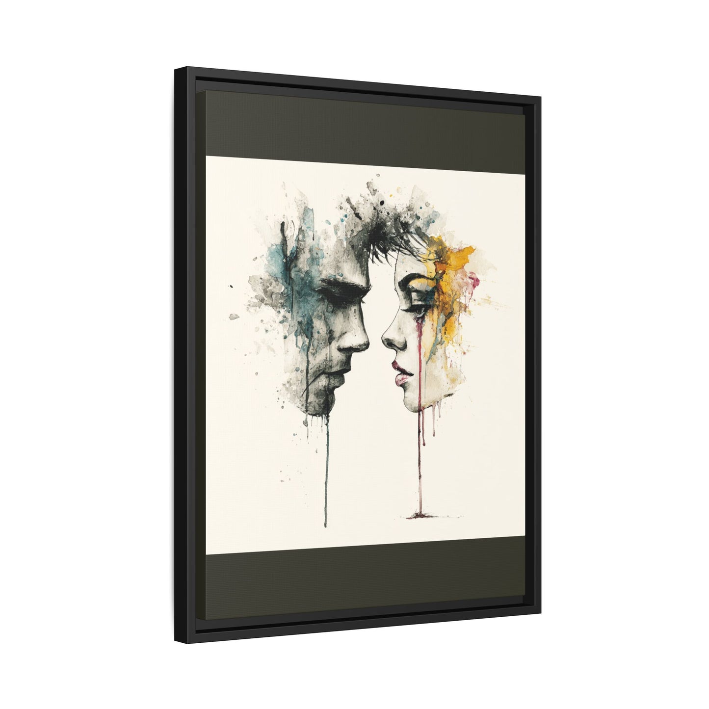 Framed Matte Canvas Art — Abstract Watercolor Faces Wall Print