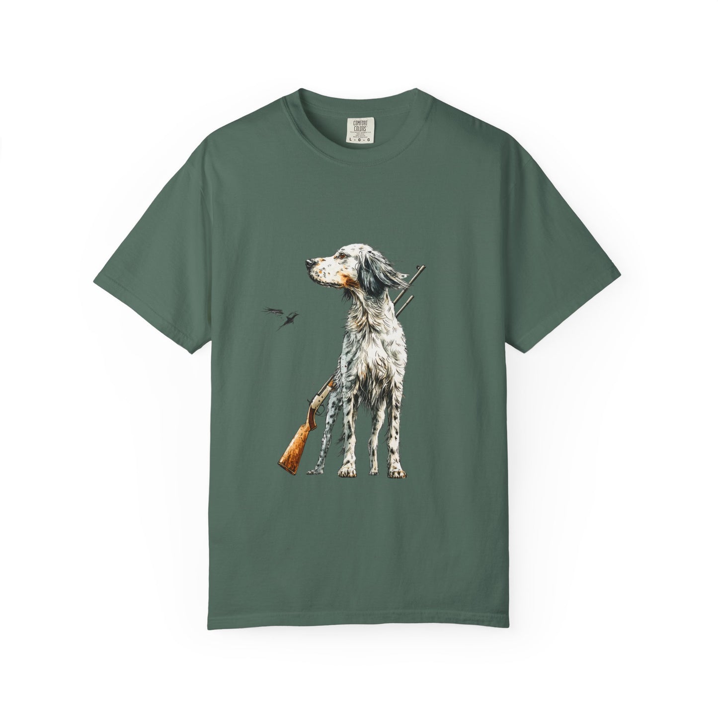 Hunting Dog Graphic T-Shirt — Watercolor Pointer with Shotgun Design