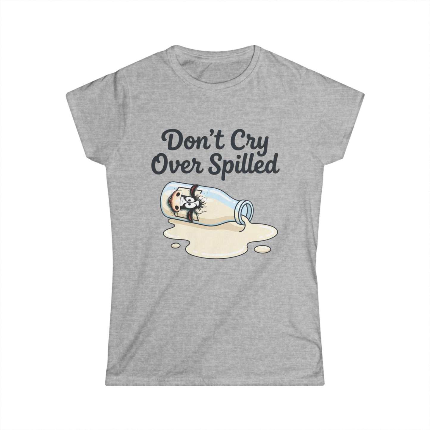 Don't Cry Over Spilled — Women's Tee (Cute Kawaii Cat in Milk Bottle)