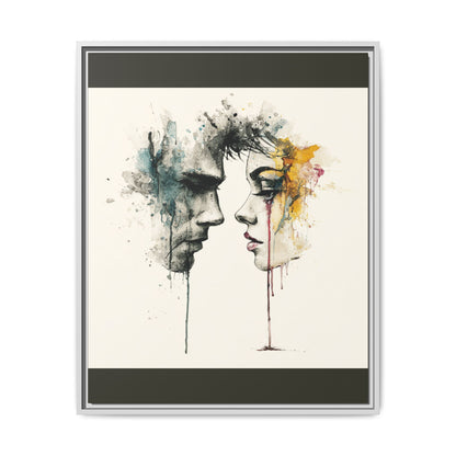 Framed Matte Canvas Art — Abstract Watercolor Faces Wall Print