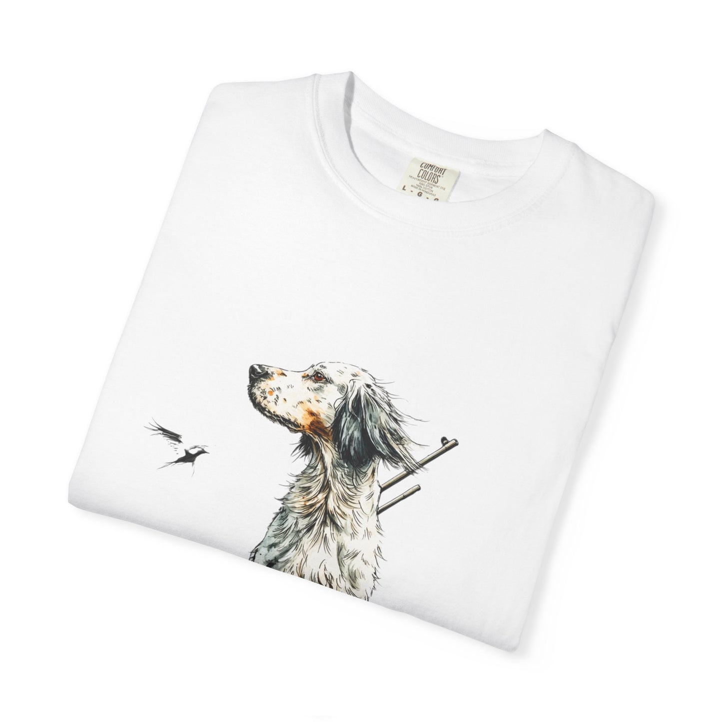 Hunting Dog Graphic T-Shirt — Watercolor Pointer with Shotgun Design