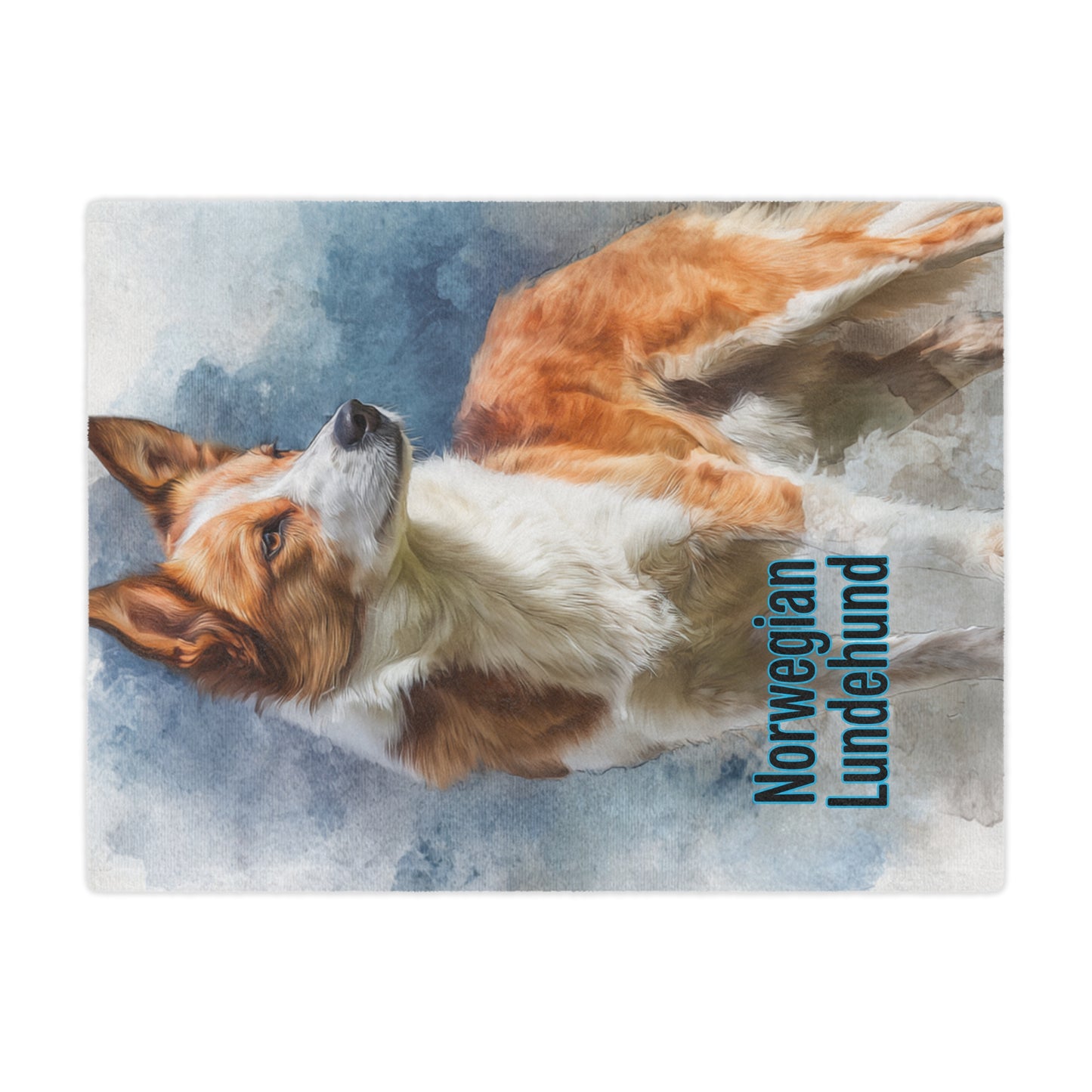 Norwegian Lundehund Dog Watercolor Minky Blanket – Soft Pet Portrait Throw for Dog Lovers