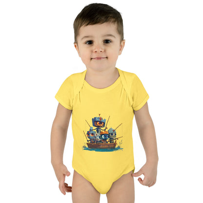 Infant Baby Rib Bodysuit-Baby Knights fishing
