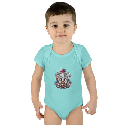 Baby Bodysuit — Cute Cartoon Viking Family Graphic