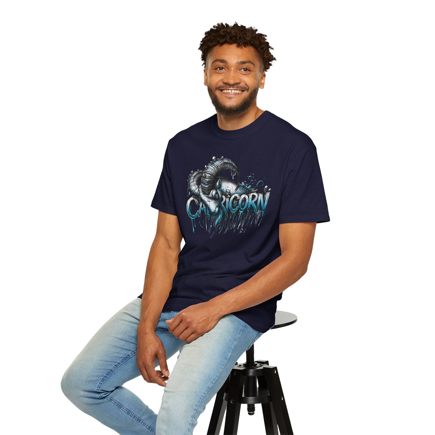 Capricorn-Zodiac Graphic Tee (Goat Horn Illustration)